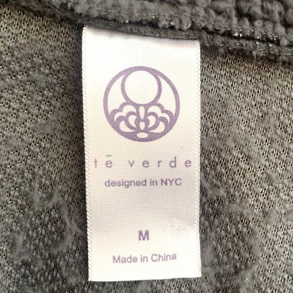 Te Verde Gray Sherpa Pullover Mock Neck Zip Sweatshirt Size Medium - Picture 10 of 11